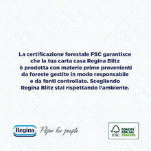 Carica l'immagine nel visualizzatore di Gallery, Regina Blitz Carta Casa, Confezione da 1 Rotolo, 100 Maxi-Fogli a 3 Veli, Confezione in Carta Riciclabile, Pulisci e Asciughi in un Lampo, Carta 100% Certificata FSC