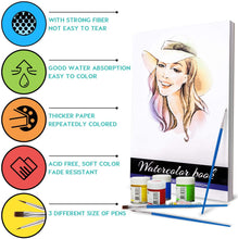 Carica l&#39;immagine nel visualizzatore di Gallery, Carta acquerello,30 fogli disegno acquerello carta 300 gsm A4 Carta per acquerello Carta, Senza acidi Carta stampata a freddo per pittura ad acquerello e tecnica mista, bianco