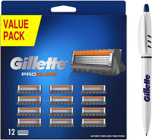 Carica l&#39;immagine nel visualizzatore di Gallery, Gillette Fusion 5 Proglide Lamette da Barba, 12 Ricambi (da 5 Lame), Delicatezza Insuperabile con Tecnologia Flexball, Fino a 1 Mese di Rasatura con 1 Lametta + Penna Inclusa