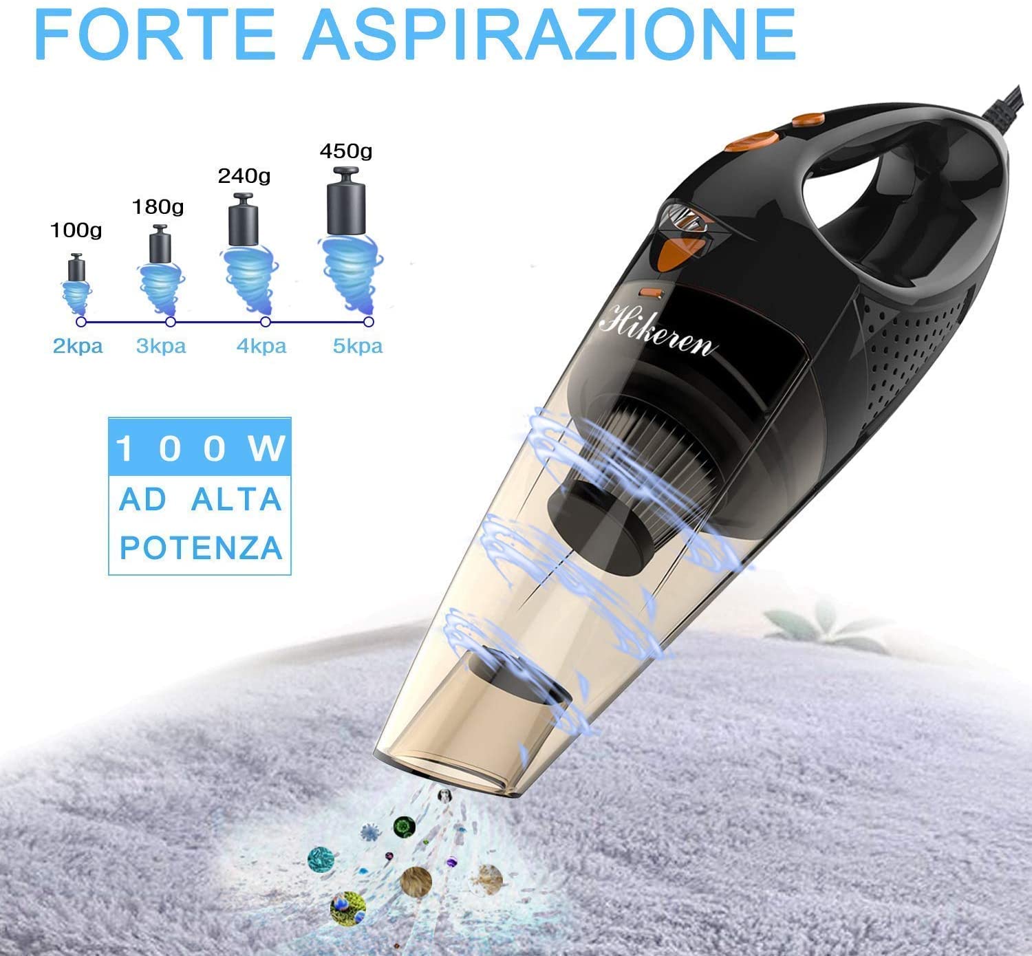 Aspirapolvere Auto, Hikeren Aspirapolvere Auto Portatile Potente Aspir –