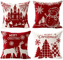 Carica l'immagine nel visualizzatore di Gallery, Gspirit 4 Pack Cuscini Divano Pupazzo di Neve di Natale Alce Cotone Biancheria Decorativo Copricuscini Divano 45x45 cm