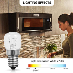 4X 25W E14 Lampadina Da Forno, Small Edison Screw Base Forno lampadine,Lampadineluce al Tungsteno, 2700K Luce Bianca Calda, Non dimmerabile, Per Luce Notturna o Per Forno/Forno a Microonde
