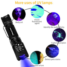 Carica l&#39;immagine nel visualizzatore di Gallery, Torcia Tattica UV 2 in 1, a LED con 500LM, di UV+Bianco Luce - Ilgrandebazar