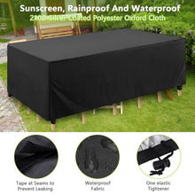 Carica l'immagine nel visualizzatore di Gallery, Coperture per Mobili da Giardino,210D Oxford Copritavolo Tavolo da Esterno Copritavolo Esterno Impermeabile,Impermeabile Anti-UV Antivento Copertura da Tavolo da Giardino,200*160*70