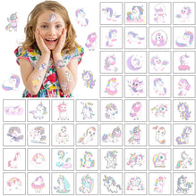 Carica l'immagine nel visualizzatore di Gallery, ACWOO Tatuaggi Temporanei per Bambini, Tatuaggi Finti per Ragazze Ragazzi, 20 Fogli Unicorno e 10 Fogli Sirena Tatuaggi Temporanei Set, Giocattoli Gadget per Ragazza Bambini Adulti Festa Compleann
