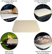 Carica l&#39;immagine nel visualizzatore di Gallery, Amazy Pietra Refrattaria per Pizza da Forno, incl. PALA pizza e RICETTARIO–Pietra per Cottura Pizza dal sapore italiano (38x30x1,5cm)