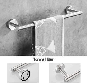 Hoomtaook Set da bagno 304 Portasciugamani in Acciaio Inossidabile per Bagni 3 in 1 Portasciugamani Porta Carta Igienica a Parete Finitura Spazzolata Installazione Trapano Superficiale Argento