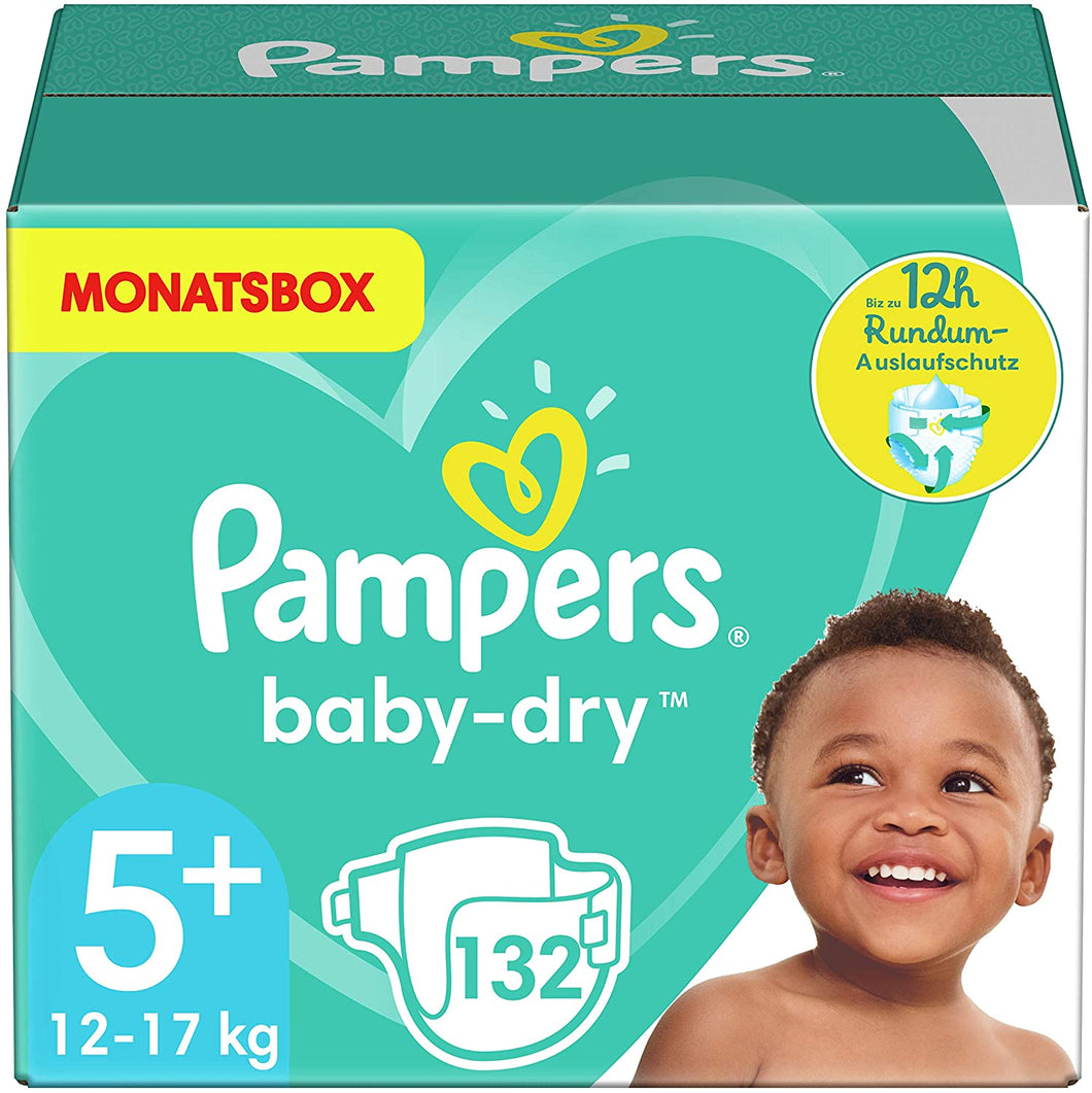 Pampers Baby-Dry, Pannolini, Taglia 5+ (12- 17kg), Confezione da 132 pezzi