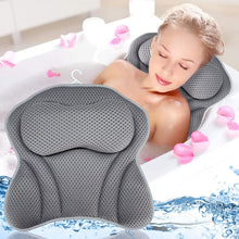 Carica l&#39;immagine nel visualizzatore di Gallery, Amzeeniu Cuscino da Bagno,Cuscino per Vasca da Bagno 4D Air Mesh con 6 Ventose,Cuscini Poggiatesta da Vasca per Vasca da Bagno Cuscino,Home Spa per Collo della Vasca E Supporto per La Schiena Grigio