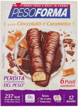 Carica l&#39;immagine nel visualizzatore di Gallery, Pesoforma Barrette - Cioccolato e Caramello, Pasti Sostitutivi Dimagranti, 12 x 31g