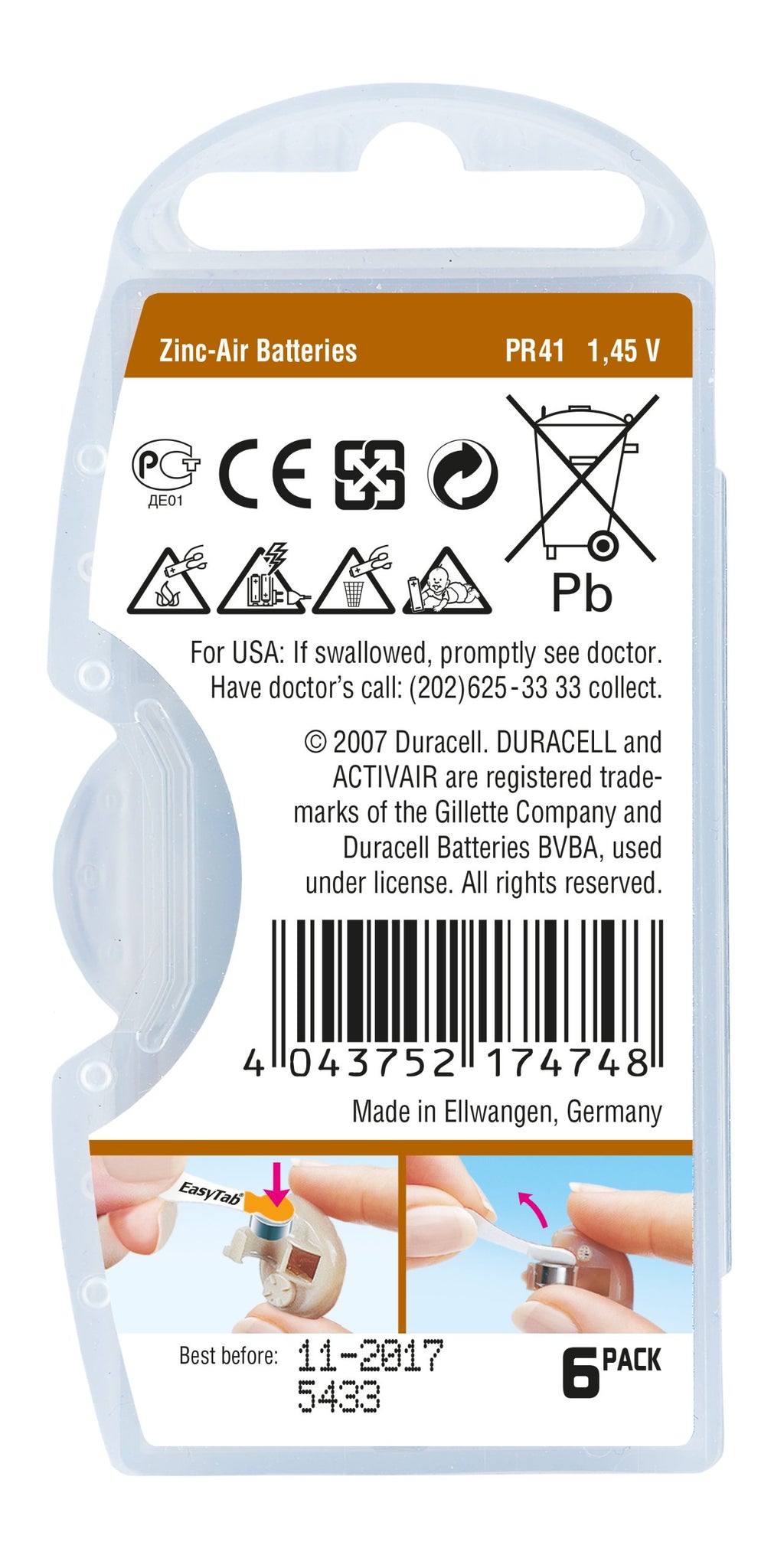 Duracell DA312 Batterie Per Apparecchi Acustici Formato 312 A Lunga Durata Senza Mercurio Made In Germany Duracell DA312 Batterie Per Apparecchi Acustici Formato 312 A Lunga Durata Senza Mercurio Made In Germany