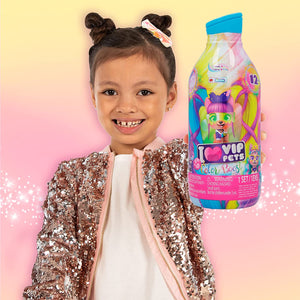 VIP PETS Color Boost | Bambola cagnolino a Sopresa da Collezionare con lunghi capelli da Acconciare (30 cm) Accessori per capelli e accessori per colorare i capelli - Giocattolo per bambini dai +3
