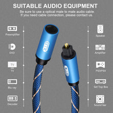 Carica l&#39;immagine nel visualizzatore di Gallery, Cavo di Prolunga Ottico Maschio a Femmina in Nylon Intrecciato EMK Ottico Digitale Cavo di Prolunga Audio Toslink per Smart TV, Sound Bar, Home Theater, PS4, Xbox 1 m
