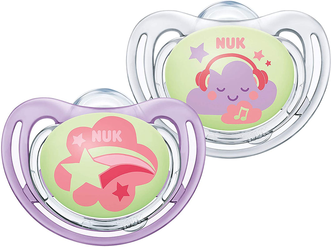 NUK 10177143 Freestyle Night - Ciuccio ortodontico in silicone, da 18 a 36...
