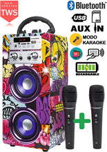 Carica l&#39;immagine nel visualizzatore di Gallery, DYNASONIC 025 -Cassa Bluetooth Altoparlante Karaoke 10W | Wireless portatile con microfono incluso | Lettore SD USB e lettore Mp3, Radio FM, Modello 1 [Classe di efficienza energetica A+]