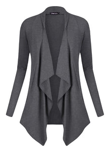 Urban GoCo Donna Cardigan Drappeggiato Aperto Davanti a Maniche Lunghe e... - Ilgrandebazar