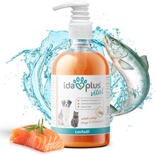 Carica l'immagine nel visualizzatore di Gallery, Olio di Salmone Premium di qualità Alimentare per Animali - flacone Pompa da 500 ml - per Cani, Gatti e Cavalli - con acidi Grassi Omega-3 e 6 – Olio di Pesce spremuto a Freddo