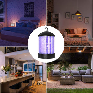 QcoQce Zanzariera Elettrica USB Ricaricabile, IP66 Impermeabile UV Lampada Antizanzare, 3W Trappola Zanzare con 1800mAh, 3 Luminosit¨¤ di LED Luce per Casa Ufficio Patio Cucina (BK006-B)