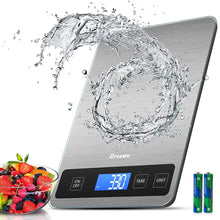 Carica l&#39;immagine nel visualizzatore di Gallery, Drcowu Bilancia Cucina Digitale, 15kg Bilancia da Cucina Professionale con Funzione Tare, Grande Display LCD, Alta Precisione 1g/0,1oz Pesa Alimenti, Facile da Leggere e da Usare, Argento