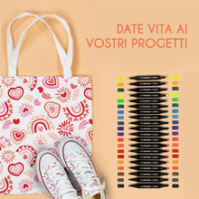 Carica l&#39;immagine nel visualizzatore di Gallery, 20 Pennarelli per tessuti e stoffe, resistenti al lavaggio (a freddo) e a doppia punta - Colori atossici per tessuti - Punte fini e cesellate per effetti multipli