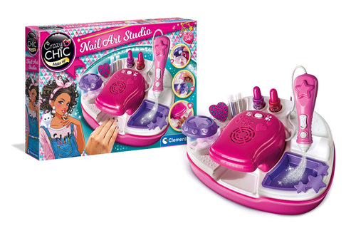 Clementoni - 15174 - Crazy Chic - Nail Art Studio - atelier unghie con smalti - set per unghie bambina 6 anni, Rosa, bianco, viola Superstar Nail Art