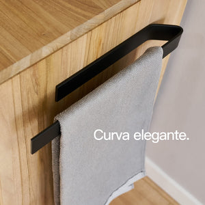 Design Amburgo Porta asciugamano adesivo | Cucina e Bagno | Portasalviette | Portasciugamani da Muro (Nero satinato, 40)
