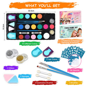 Truccabimbi Kit Trucchi Carnevale Bambini Colori Trucco Viso-64 Stencil,16... - Ilgrandebazar