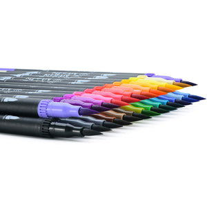 25 Dual Brush Pen Pennarelli Punta Fine per Disegno Doppia nero - Ilgrandebazar