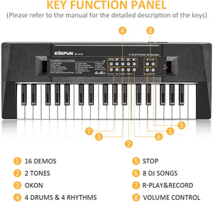m zimoon 37 Tasti Tastiera Elettronica, Pianoforte per Bambini Portatile Mini Tastiera Musicale con Microfono Giocattoli Musicali Educativi Regali per 3-8 Anni Ragazze Ragazzi Principianti