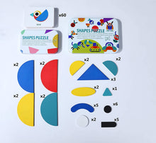 Carica l'immagine nel visualizzatore di Gallery, Puzzle di legno Bambini Tangram Puzzle Forme Geometriche Blocchi di motivi in ​​legno Puzzle per giochi di selezione e accatastamento giocattoli educativi di Regali per Bambini (Multicolore)