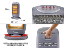 Carica l'immagine nel visualizzatore di Gallery, BEPER P203PAN010 Stufa Alogena Oscillante, 1200W, Basso Consumo Energetico, Silenziosa, Protezione termica, Grigia