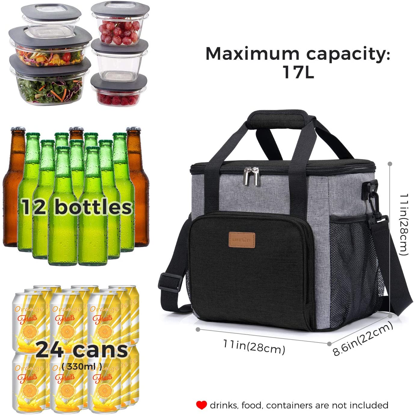 Lunch Pack Outdoor Sling Borsa Termica Per Il Pranzo Quadrata Con Ghiaccio Fresco Borsa Termica Nera 89000678