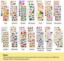 Carica l&#39;immagine nel visualizzatore di Gallery, Adesivi per Bambini, Leenou 900+ Adesivi 3D Stickers per Puffy Adesivi per Regali Gratificanti Scrapbooking Inclusi Camion, Aeroplani, Animali, Pesci, Dinosauri, Numeri, Frutta e Altro (36 Fogli)