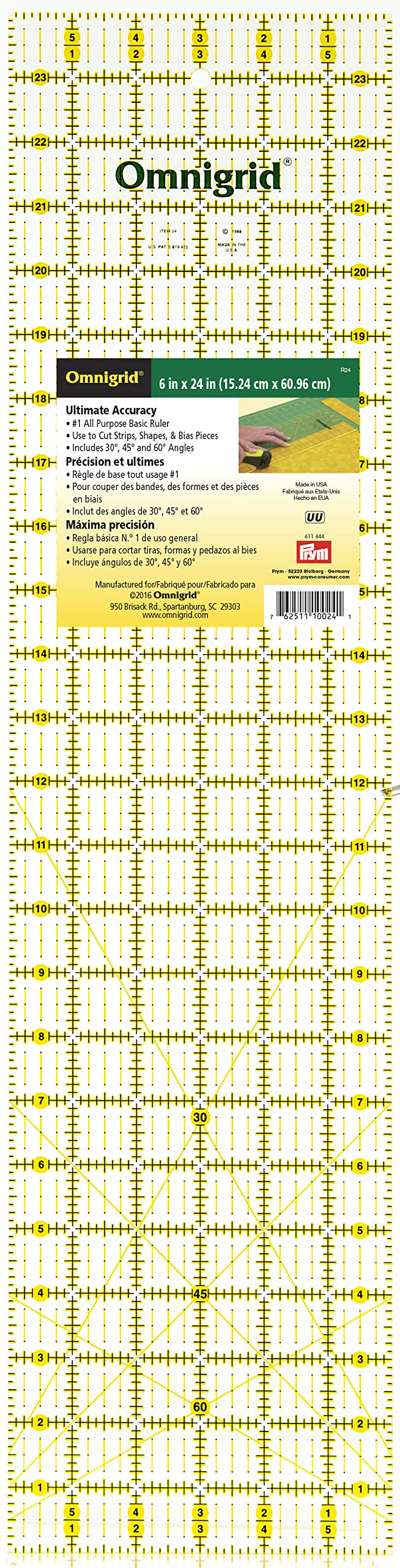 Prym - Righello Universale con Scala angolature 15 x 61 cm Transparent - Ilgrandebazar