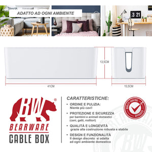 CSL - Scatola contieni cavi con piedini in gomma - Organizer Bianco, Bianco - Ilgrandebazar