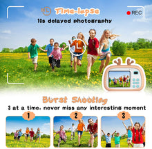Carica l&#39;immagine nel visualizzatore di Gallery, 2NLF Macchina Fotografica Bambini HD da 2.4&#39;&#39; Fotocamera per Bambini 8MP 1080P Custodia Protettiva in Silicone con Cordino 32G TF Card Regalo di Natale Capodanno dai 3 ai 10 Anni