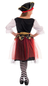 Costume da Pirata Bambina Rosso/Nero/Bianco - 10-12 anni, Rosso, Nero, –