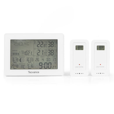TECVANCE Stazione Metro Digitale con 2 Sensori 15.7 x 2.6 x 11.2 cm, Bianco - Ilgrandebazar