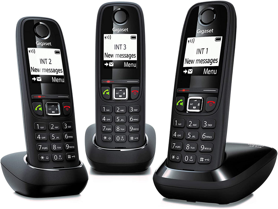 Gigaset AS405 Trio Telefono Cordless DECT/GAP, nero 3 Telefoni,