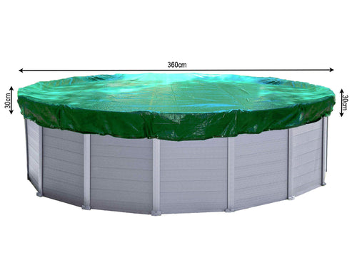 QUICK STAR Copertura invernale per piscina Rotonda 180g / Ø 350-366cm, Verde - Ilgrandebazar