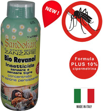 Carica l&#39;immagine nel visualizzatore di Gallery, Sandokan Insetticida Concentrato Abbattente Bio Revanol formula PLUS 10% 1L adatto contro zanzare e insetti volanti e striscianti Azione immediata per giardini prati e siepi