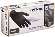 Carica l&#39;immagine nel visualizzatore di Gallery, Reflexx R78, Guanti in Nitrile Neri senza Polvere Gr 4, 100 Pezzi, Nero