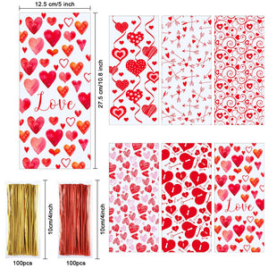 180 Pezzi Plastica San Valentino Festa Sacchetti Cellophane Trasparente... - Ilgrandebazar