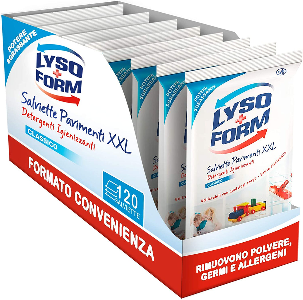 Lysoform Salviette Igienizzanti XXL per Pavimenti/ Grandi Superfici 8 confezioni, 120 salviette