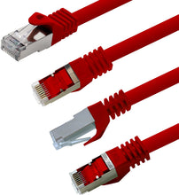 Carica l'immagine nel visualizzatore di Gallery, 1aTTack.de 0,25m - Rosso - 1 Pezzo - Cat.7 Cavi di Rete CAT7-10000 MBit/s S-FTP Doppia schermatura PIMF 600MHz 4x2xAWG26 / 7 CU Rame Non Contiene alogeni Compatibile con CAT5e CAT6 Cat 6a Cat8