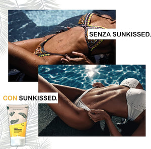 SUN KISSED. Crema abbronzante alla Tirosina | Con Aloe Vera e Burro di Karité | Abbronzatura omogenea e duratura | 150 ml