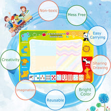 Carica l&#39;immagine nel visualizzatore di Gallery, SPLAKS Acqua Doodle Tappeto, Tappeto Magico Bambini 120 *90cm, con 6 Penne Magiche,1 Set di Francobolli , 9 Stampi e 1 Libretto di Disegni e 1 Zaino per Bambini