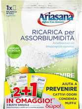 Carica l'immagine nel visualizzatore di Gallery, Ariasana Ricarica in Sali Assorbiumidità Fragranza Agrumi Formato Convenienza di 2 Buste da 450 Grammi + 1 Busta da 450 Grammi in Omaggio Assorbono Efficacemente l'Eccesso di Umidità