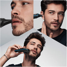 Carica l'immagine nel visualizzatore di Gallery, Braun MGK5280 Rifinitore 9-In-1 Nero/Blu, Regolabarba Uomo, Tagliacapelli E Rifinitore Corpo Con Tecnologia AutoSense E 7 Accessori, Confezione Con 85% Di Plastica In Meno, Nero/Blu