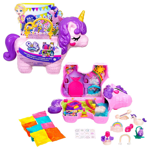 Polly Pocket- Unicorno Magiche Sorprese Playset con Micro Bambole Polly e Lila, Accessori Giocattolo per Bambini 4+Anni, Multicolore, GVL88